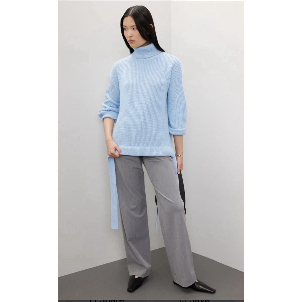 $Jason Wu Collective Turtleneck Sweater Chunky Rib‎ Knit Tie Detail Size Medium